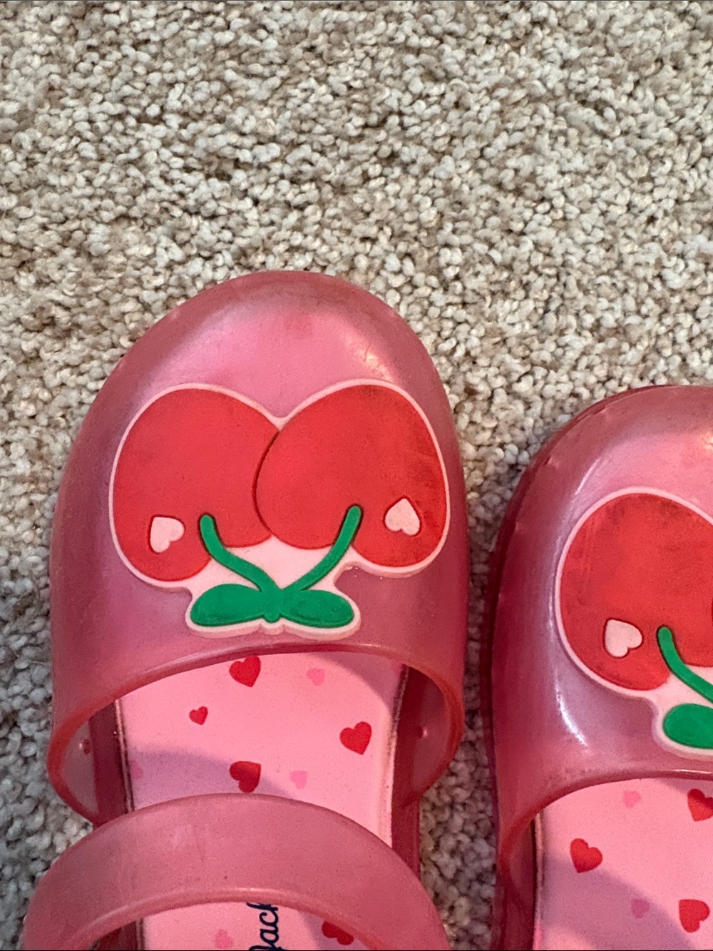 Cat & Jack Pink Jelly Sandals with Cherry Appliqués size 9 toddler girls - Picture 5 of 5